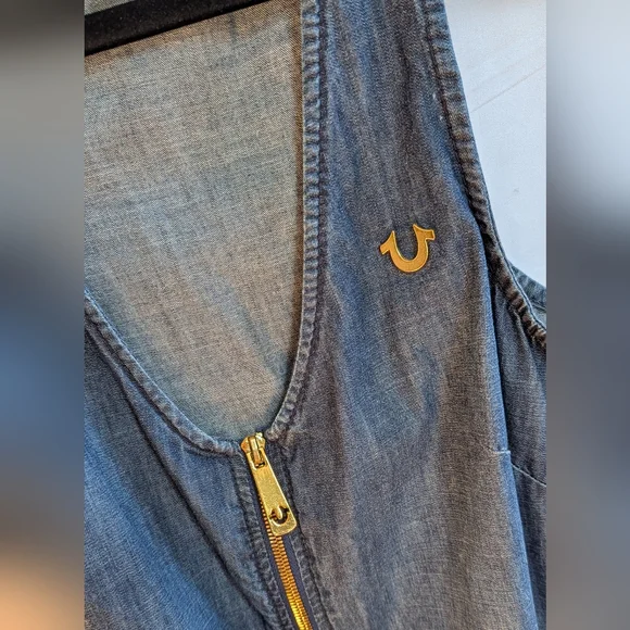 Denim Sleeveless Romper with Belt - Picture 6 of 9